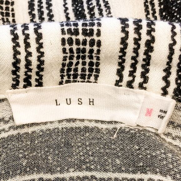 Lush Black and White Stripe High Low Button Up Womens Size M - Picture 2 of 6